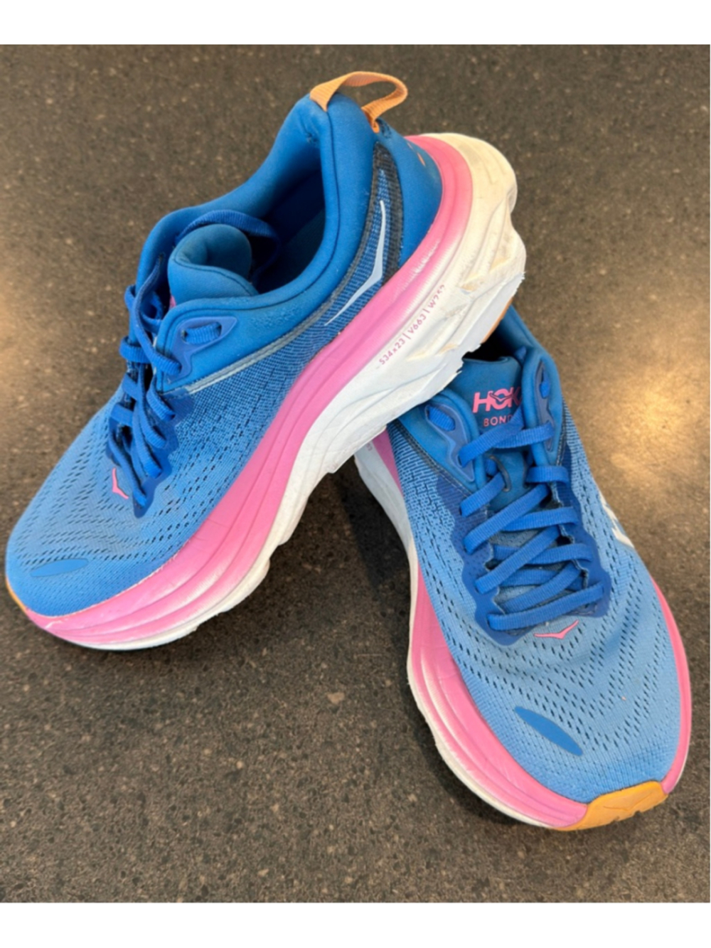 Hoka Bondi 8 Blue Pink Orange Women's Running Shoes Size 6.5 - Picture 3 of 14